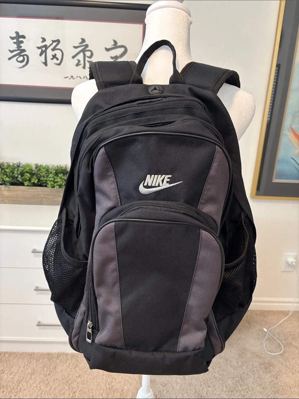 Nike Men's Black and Gray Two-Tone Backpack